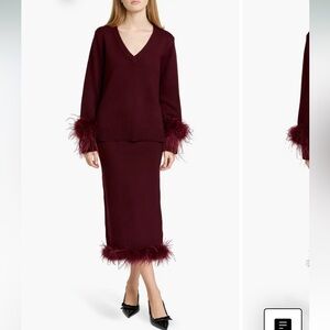 WAYF Bethany Feather Trim Knit Skirt